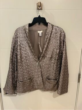 Chico's Shimmering Taupe Sequin Blazer